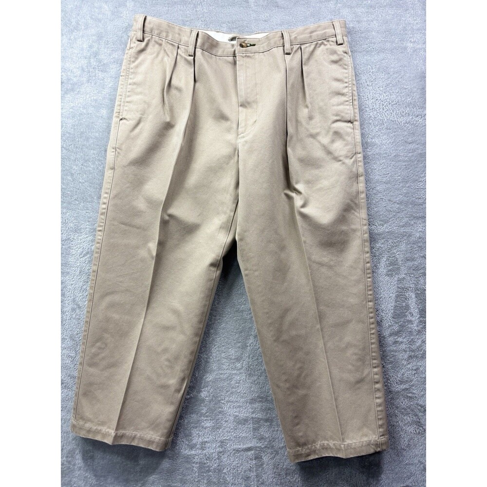Orvis Khaki Cotton pleated Chino Trouser slacks Pants sz 38x25